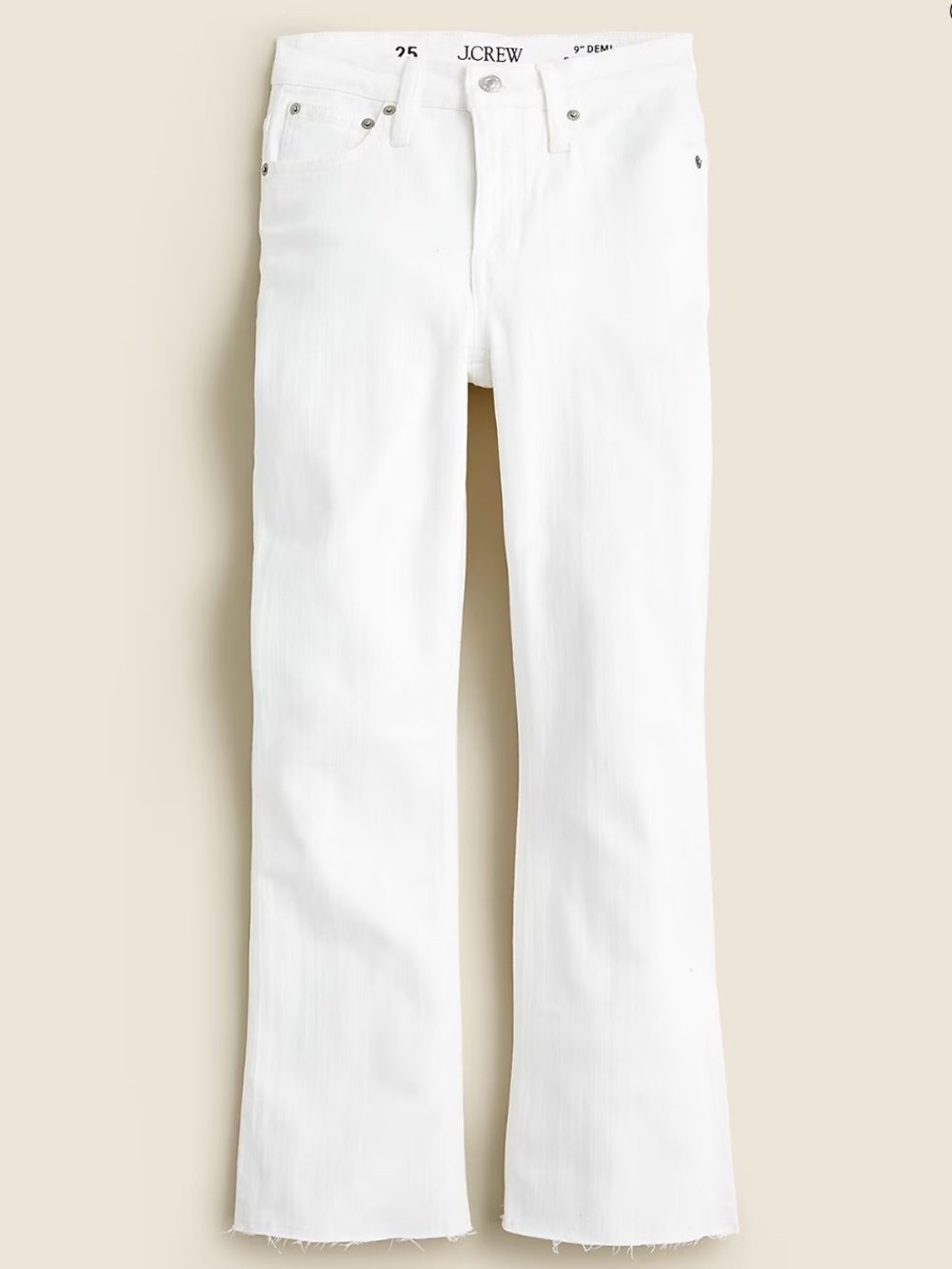 J.Crew 9" Demi-Boot Crop White Wash Raw Hem Jeans - Size 27P